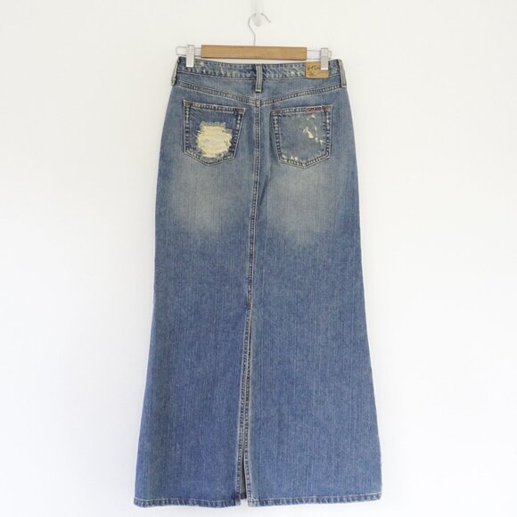 Vintage y2k low rise denim maxi skirt XS - Picture 5 of 9